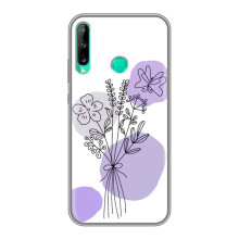 Силиконовый чехол с принтом в цветах на Huawei P40 Lite e – Фиолетовый букет