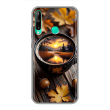 Чехол с уникальным дизайном «Осень с кофе» для Huawei P40 Lite e – Тёмный кофе