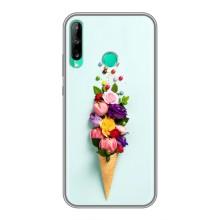 Чехлы с тематикой "ЦВЕТЫ" на Huawei P40 Lite e (Цветок-мороженное)