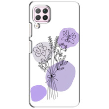 Силиконовый чехол с принтом в цветах на Huawei P40 Lite – Фиолетовый букет