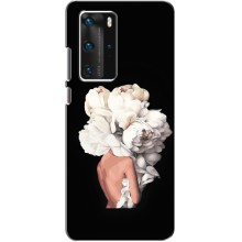 Чехлы (ART) Цветы на Huawei P40 Pro (VPrint) (Белые цветы)