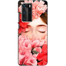 Чехлы (ART) Цветы на Huawei P40 Pro (VPrint) (Глаза в цветах)