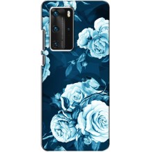 Чехлы (ART) Цветы на Huawei P40 Pro (VPrint) (Голубые Бутоны)