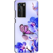 Чехлы с Цветами для Huawei P40 Pro (VPrint) (Бабочка на цветочке)