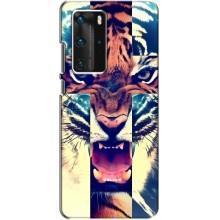 Чехлы с изображением разных животных для Huawei P40 Pro (Яркий Тигр)