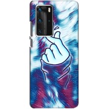 Чехол с принтом для Huawei P40 Pro (AlphaPrint - Знак сердечка) – Радужное сердце