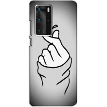 Чехол с принтом для Huawei P40 Pro (AlphaPrint - Знак сердечка) – Значок Love