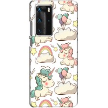 Чехол для Хуавей П40 Про - (Единорожки - Новинки) (AlphaPrint) (Единорожки)
