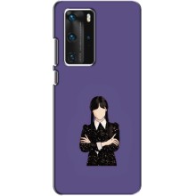 Чехлы Венсдей на Huawei P40 Pro Уэнсдей (AlphaPrint) (Уэнздей в черном)