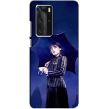 Чехлы Венсдей на Huawei P40 Pro Уэнсдей (AlphaPrint) (Уэнздей с зонтом)