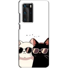 Чехол с рисунком кот на Huawei P40 Pro (Коты в очках)