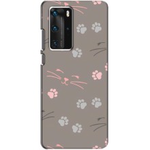 Чехол с рисунком кот на Huawei P40 Pro (Лапы и усы)