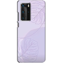Чохол квітковий дизайн для Huawei P40 Pro – Монстера фіолетова