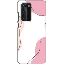 Чохол квітковий дизайн для Huawei P40 Pro – Рожевий фон
