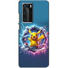 Чехол с Пикачу на Huawei P40 Pro (Лого Пикачу)
