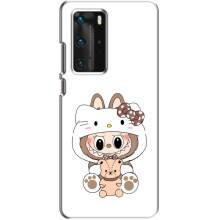 Чохол з принтом Лабубу для Huawei P40 Pro – Білий Лабубу