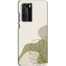 Силиконовый чехол с принтом в цветах на Huawei P40 Pro – Монстера зелёная