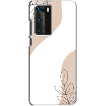 Силиконовый чехол с принтом в цветах на Huawei P40 Pro – Нюдовый дизайн