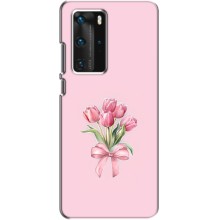 Чохол з розовим принтом для Huawei P40 Pro (Букет квітів)