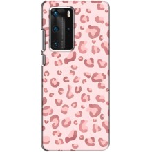 Чохол з розовим принтом для Huawei P40 Pro (Рожевий леопард)