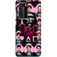 Чехол Гра в кальмара для Huawei P40 Pro – Персонажи игры кальмара