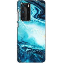 Мраморный чехол на Huawei P40 Pro (VPrint) (Голубой мрамор)