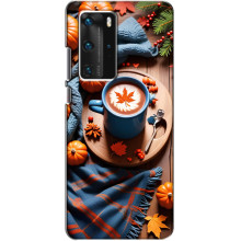 Чехол с уникальным дизайном «Осень с кофе» для Huawei P40 Pro – Кофе и тыквы