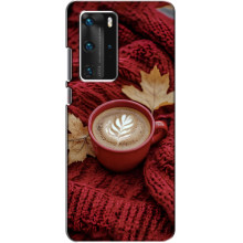 Чехол с уникальным дизайном «Осень с кофе» для Huawei P40 Pro – Кофе на пледе