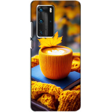 Чехол с уникальным дизайном «Осень с кофе» для Huawei P40 Pro – Кофе с жёлтым