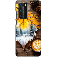 Чехол с уникальным дизайном «Осень с кофе» для Huawei P40 Pro – Осенне-зимнее кофе