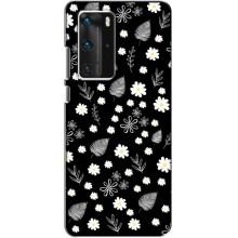 Чохли з тематикою "КВІТИ" на Huawei P40 Pro (цвітіння на чорному)