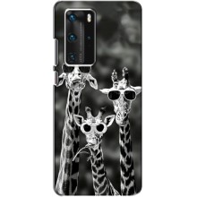 Силиконовый чехол с КАРТИНКАМИ лето для Huawei P40 Pro (AlphaPrint) (Жирафы в очках)