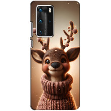Яскравий чохол для Huawei P40 Pro з Зимові Оленята – Олень в светрі