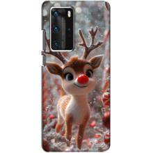 Яскравий чохол для Huawei P40 Pro з Зимові Оленята – Олень з носом
