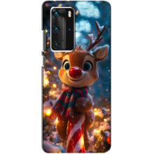 Яскравий чохол для Huawei P40 Pro з Зимові Оленята – Олень з шарфом