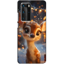 Яскравий чохол для Huawei P40 Pro з Зимові Оленята – Оленятко серед герлянд