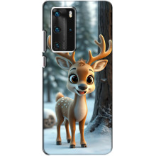 Яскравий чохол для Huawei P40 Pro з Зимові Оленята – Оленятко в лісі