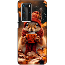 Печатный чехол «Зверята с кофе» для Huawei P40 Pro – Белка с кофе