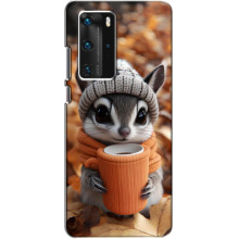 Печатный чехол «Зверята с кофе» для Huawei P40 Pro