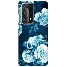 Чехлы (ART) Цветы на Huawei P40 (VPrint) (Голубые Бутоны)