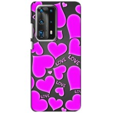 Чехлы для любимой на Хуавей П40 (VPrint) (Pink hearts)