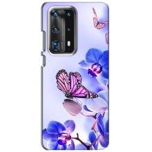 Чехлы с Цветами для Huawei P40 (VPrint) (Бабочка на цветочке)