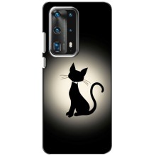 Чехол с принтом для Huawei P40 (AlphaPrint) Модные коты (Силуэт котика)