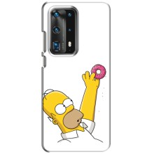 Чехол с Симпсонами для Huawei P40 (VPrint) (Гомер с пончиком)