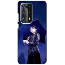 Чехлы Венсдей на Huawei P40 Уэнсдей (AlphaPrint) (Уэнздей с зонтом)