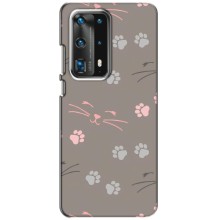 Чехол с рисунком кот на Huawei P40 (Лапы и усы)