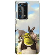 Чехол с мультфильмом Шрек на Huawei P40 – Шрек и осел