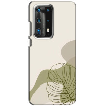 Силиконовый чехол с принтом в цветах на Huawei P40 (Монстера зелёная)