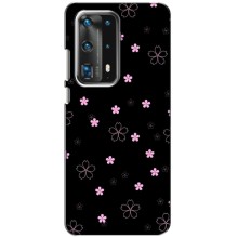 Чохол з розовим принтом для Huawei P40 (Рожеві квіти на чорному)