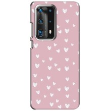 Чохол з розовим принтом для Huawei P40 (Сердечки на рожевому)